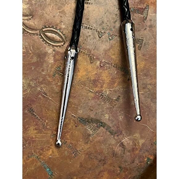 Mens Women OWL TURQUOISE Cameo Silver Pendant Lariat Black Bolo Tie Rockabilly - Picture 3 of 6